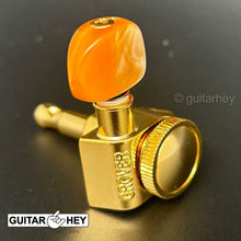 Load image into Gallery viewer, NEW Grover 502 LOCKING Tuners 3x3 Modern Gibson Les Paul MOON AMBER Buttons GOLD