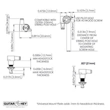 Carregar imagem no visualizador da galeria, NEW Hipshot Classic Mini Tuners 6 in line NON-Staggered w/ Small Buttons - SATIN