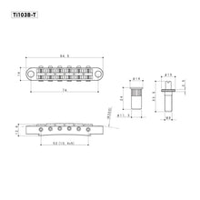 Load image into Gallery viewer, NEW Gotoh Ti103B-T Nashville Tune-o-matic Bridge M8 Stud Titanium Saddles CHROME