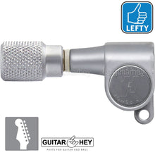 Load image into Gallery viewer, Hipshot Classic Mini Tuners LEFTY 6 in line STAGGERED Small KNURLED Button SATIN