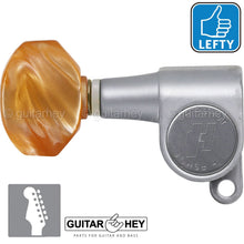 Load image into Gallery viewer, Hipshot Classic Mini Tuners LEFTY 6 in line STAGGERED Small HEX AMBER - SATIN