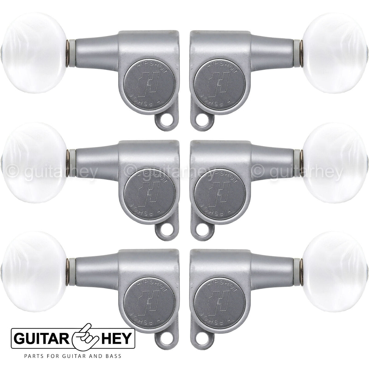 NEW Hipshot L3+R3 Classic Enclosed Mini Tuners OVAL Pearloid 3x3 - SATIN CHROME
