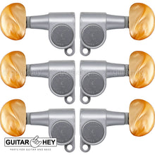 Load image into Gallery viewer, NEW Hipshot L3+R3 Classic Enclosed Mini Tuners MOON Amber 3x3 - SATIN CHROME