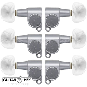 NEW Hipshot L3+R3 Classic Enclosed Mini Tuners MOON Pearloid 3x3 - SATIN CHROME