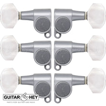 Carregar imagem no visualizador da galeria, NEW Hipshot L3+R3 Classic Enclosed Mini Tuners HEX Pearloid 3x3 - SATIN CHROME