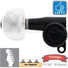 Load image into Gallery viewer, VINTAGE Hipshot 6-in-Line Locking Non-Staggered MOON Pearl, LEFT-HANDED, BLACK