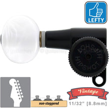 Load image into Gallery viewer, VINTAGE Hipshot 6-in-Line Locking Non-Staggered OVAL Pearl, LEFT-HANDED, BLACK