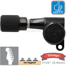 Carregar imagem no visualizador da galeria, VINTAGE Hipshot 6-in-Line Locking Non-Staggered KNURLED Keys LEFT-HANDED, BLACK