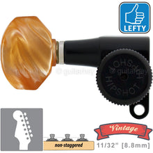 Load image into Gallery viewer, VINTAGE Hipshot 6-in-Line Locking Non-Staggered HEX Amber, LEFT-HANDED, BLACK