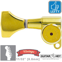 Load image into Gallery viewer, VINTAGE Hipshot 6-in-Line Locking STAGGERED Keys HS Buttons LEFT-HAND - GOLD