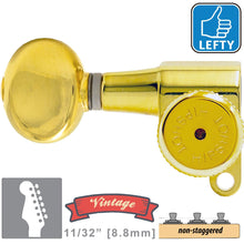 Load image into Gallery viewer, VINTAGE Hipshot 6-in-Line Locking NON-Staggered Keys OVAL Buttons LEFT-HAND GOLD