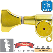 Load image into Gallery viewer, VINTAGE Hipshot 6-in-Line Locking NON-Staggered Keys HS Buttons LEFT-HAND - GOLD