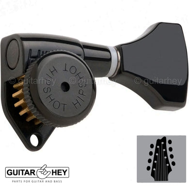 NEW Hipshot 8-String Grip-Lock LOCKING TUNERS HS Buttons 4x4 Set - BLACK