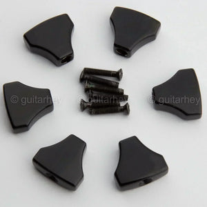 NEW (6) Hipshot HS Guitar Buttons Also fit Some Grover Tuners w/ Screws - BLACK