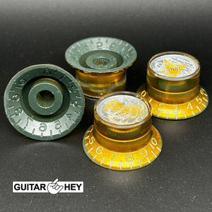 NEW RELIC GOLD Embossed VOLUME & TONE Knobs for Gibson-Style USA Top-Hat Insert