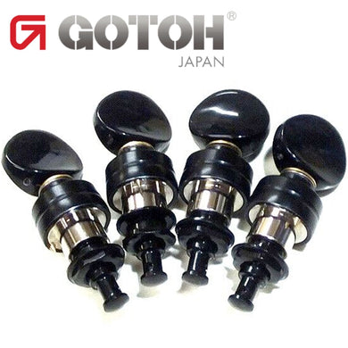 NEW Gotoh UPTL-UBB Sealed Planetary Ukulele LONG Tuning Keys Black Buttons BLACK