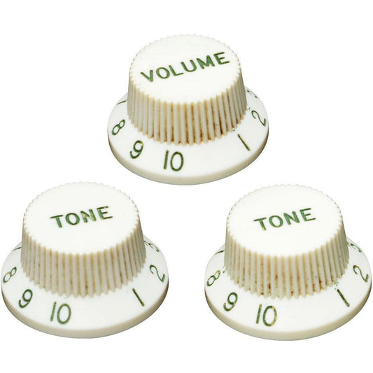 '60s Vintage Fender Strat Style Control Knob Set - AGED RELIC PARCHMENT WHITE