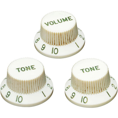 60s Vintage Fender Strat Style Control Knob Set - AGED RELIC PARCHMENT WHITE