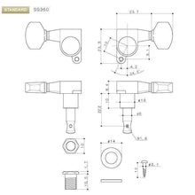 Load image into Gallery viewer, NEW Gotoh SG360 LEFT HANDED 6 In-Line Schaller Style Mini Tuner Keys LEFTY BLACK