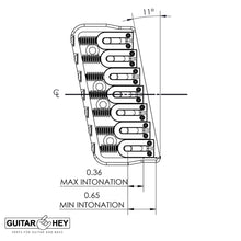 Carregar imagem no visualizador da galeria, USA Hipshot 7 String Multi-Scale Fixed Guitar Bridge 11° Angle .125&quot; Floor BLACK