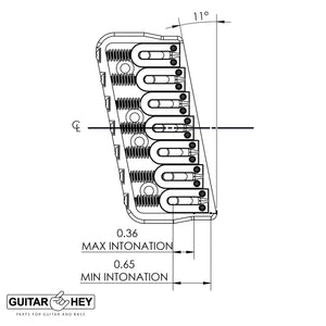 USA Hipshot 7 String Multi-Scale Fixed Guitar Bridge 11° Angle .125" Floor BLACK