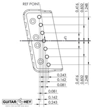 Carregar imagem no visualizador da galeria, USA Hipshot 7 String Multi-Scale Fixed Guitar Bridge 11° Angle .125&quot; Floor BLACK