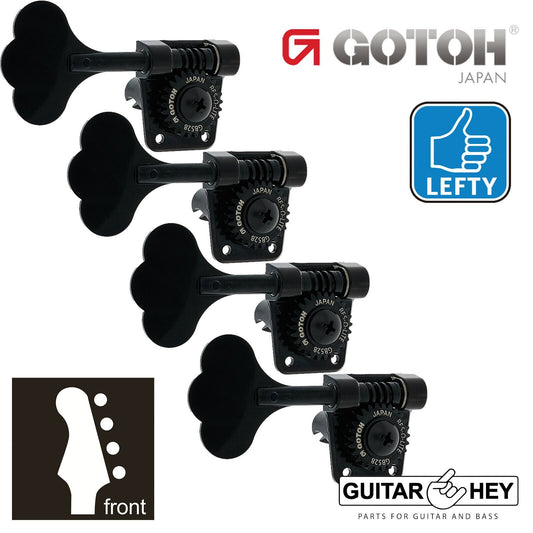 NEW Gotoh GB528 Res-O-Lite Vintage Style Bass 4-in-Line Set LEFT HANDED - BLACK