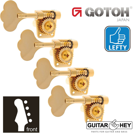NEW Gotoh GB528 Res-O-Lite Vintage Style Bass 4-in-Line Set LEFT HANDED - GOLD