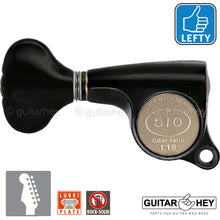 Load image into Gallery viewer, NEW Gotoh SGS510Z-S5 6 in Line LEFT-HANDED Set Mini Tuners 18:1 Ratio - BLACK