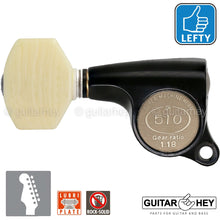 Load image into Gallery viewer, NEW Gotoh SGS510Z-M07 6 in Line LEFT-HANDED Set Mini Tuners 18:1 Ratio - BLACK