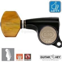 Load image into Gallery viewer, NEW Gotoh SGS510Z-P8 6 in Line LEFT-HANDED Set Mini Tuners 18:1 Ratio - BLACK