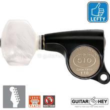 Load image into Gallery viewer, NEW Gotoh SGS510Z-P7 6 in Line LEFT-HANDED Set Mini Tuners 18:1 Ratio - BLACK