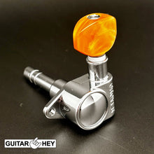 Load image into Gallery viewer, NEW Grover 106 Original Locking Rotomatic Tuners SMALL Amber Buttons 3x3, NICKEL