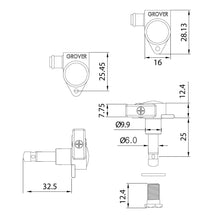 Load image into Gallery viewer, NEW Grover 106 Original Locking Rotomatic Tuners Keystone Buttons 3x3 - NICKEL