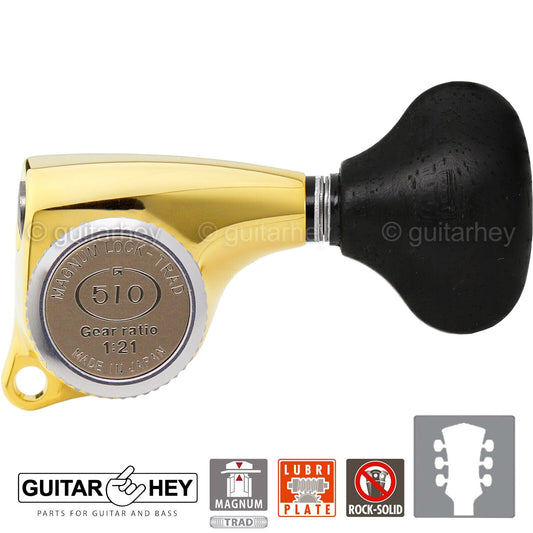 NEW Gotoh SGL510Z-RL5 MGT L3+R3 Locking Tuning Keys Set, 21:1 Ratio 3x3 - GOLD