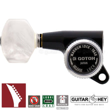 Load image into Gallery viewer, NEW Gotoh SG381 MGT 7 in Line Locking Tuners Set Pearloid LEFT-HANDED - BLACK