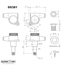 Carregar imagem no visualizador da galeria, NEW Gotoh SG381 MGT 7 in Line Locking Tuners Set Pearloid LEFT-HANDED - BLACK