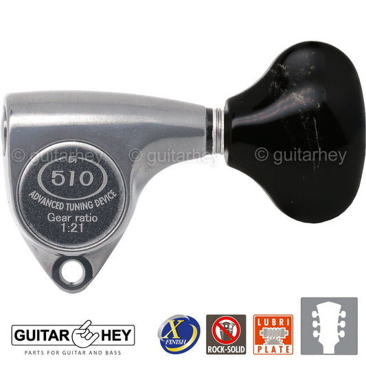 NEW Gotoh SGV510Z-FL5 Tuners L3+R3 Keys 1:21 Ratio 3x3 - ANTIQUE X-FINISH CHROME