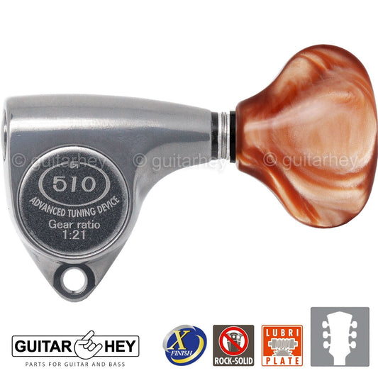 NEW Gotoh SGV510Z-CL5 Tuners L3+R3 Keys 1:21 Ratio 3x3 - ANTIQUE X-FINISH CHROME