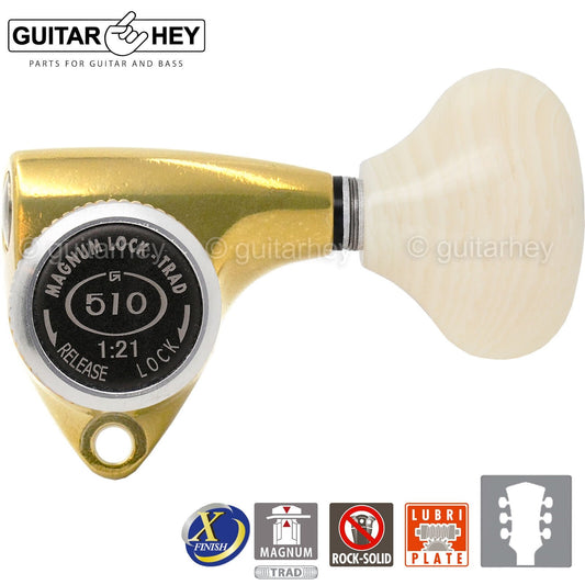 NEW Gotoh SGV510Z-VL5 MGT L3+R3 LOCKING Tuners Set 3x3 - ANTIQUE X-FINISH GOLD