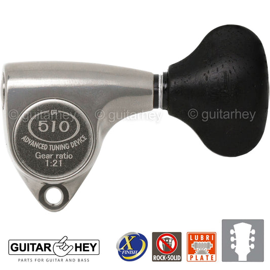 NEW Gotoh SGV510Z-EL5 Tuners L3+R3 Keys 1:21 Ratio, 3x3 - X-FINISH NICKEL