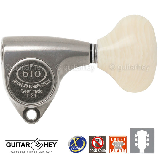 NEW Gotoh SGV510Z-VL5 Tuners L3+R3 Keys 1:21 Ratio, 3x3 - X-FINISH NICKEL