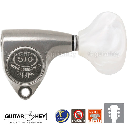 NEW Gotoh SGV510Z-WL5 Tuners L3+R3 Keys 1:21 Ratio, 3x3 - X-FINISH NICKEL