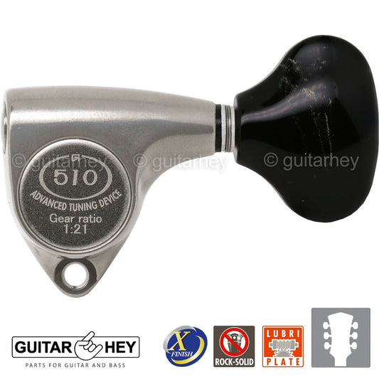 NEW Gotoh SGV510Z-FL5 Tuners L3+R3 Keys 1:21 Ratio, 3x3 - X-FINISH NICKEL