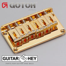 Load image into Gallery viewer, NEW Gotoh GTC102 Non-Tremolo Hardtail Bridge 2-1/16&#39;&#39; spacing STEEL Saddles GOLD