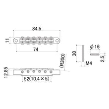 Load image into Gallery viewer, Gotoh GE104BAN Tunematic Bridge 12&quot; Radius BRASS Unnotched Saddles - AGED NICKEL