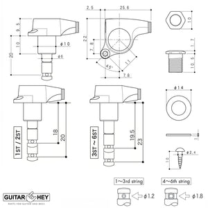 NEW Gotoh SGS510-EN07 HAPM Locking 6 in line Adustable Height Mini Keys, CHROME