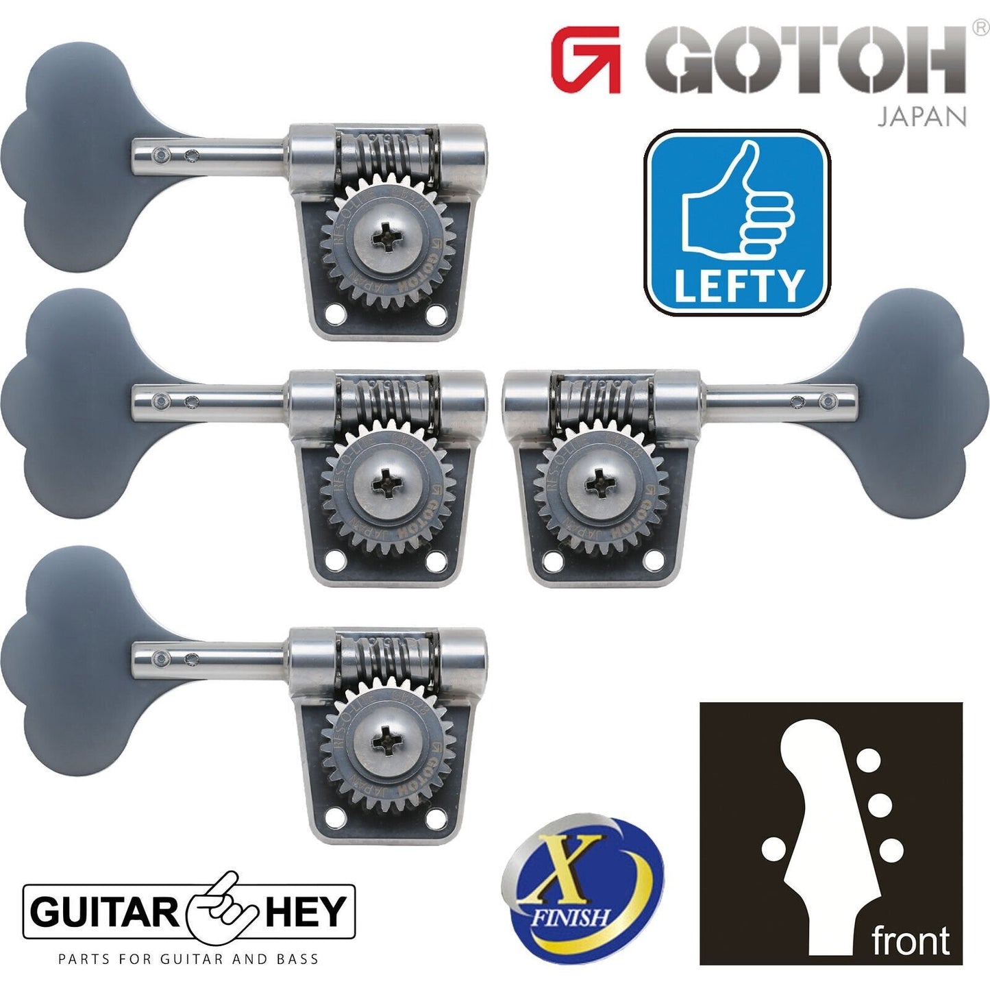 NEW Gotoh Res-O-Lite GB528 Vintage Style Bass L1+R3 Set 1x3 - ANTIQUE X-CHROME