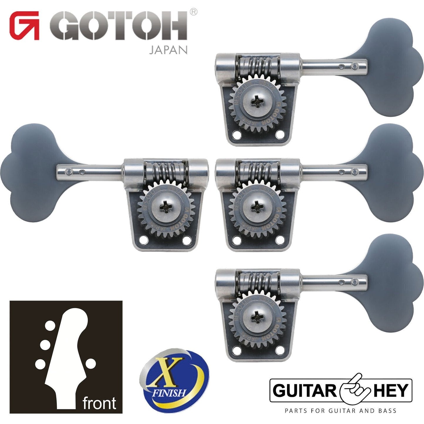 NEW Gotoh Res-O-Lite GB528 Vintage Style Bass L3+R1 Set 3x1 - ANTIQUE X-CHROME