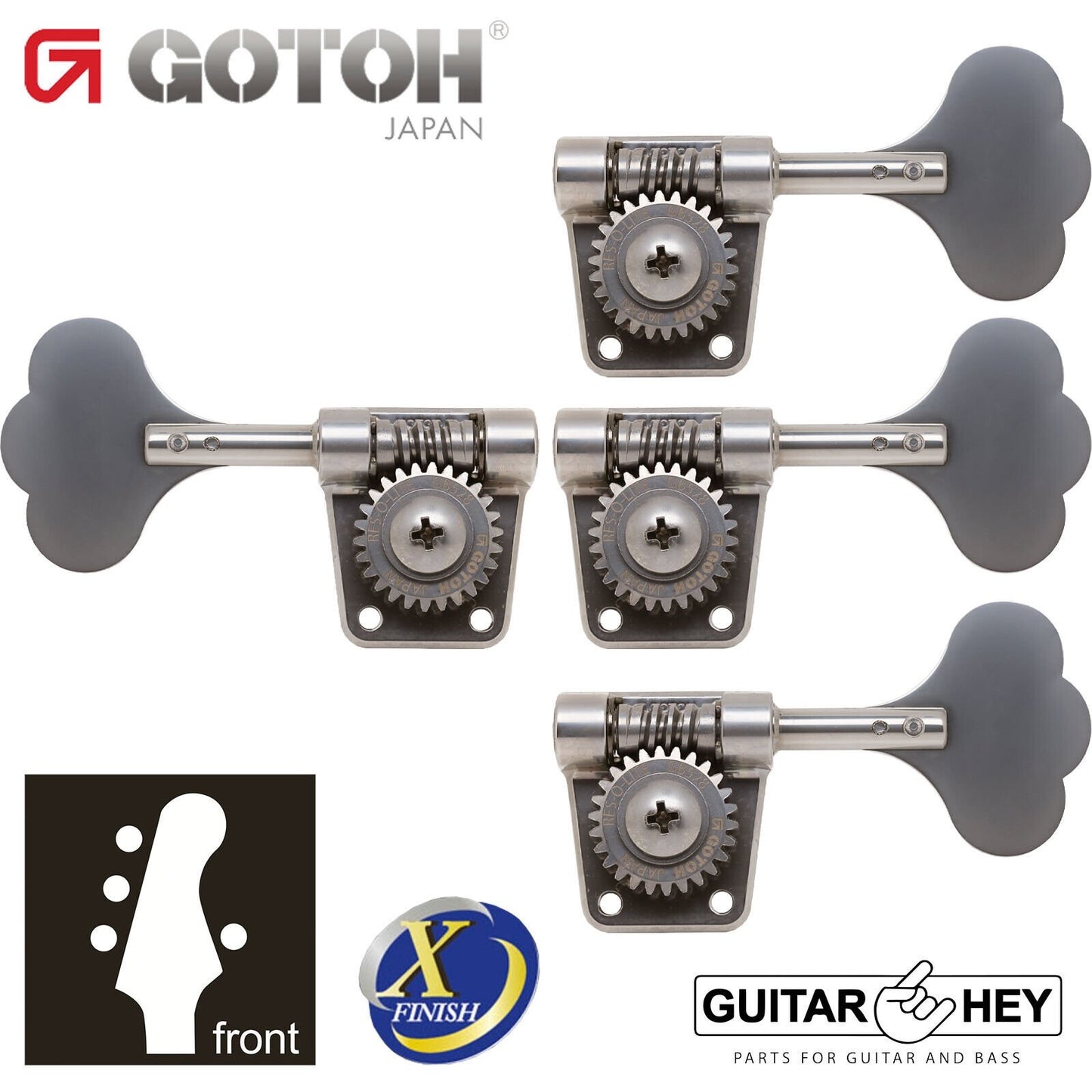 NEW Gotoh GB528 Res-O-Lite Vintage Bass L3+R1 Set 3x1 - ANTIQUE X-FINISH NICKEL
